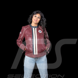 Veste en cuir Steve McQueen Jutta Rouge Foncé femme - style racing 1971 - ref 27674-4010