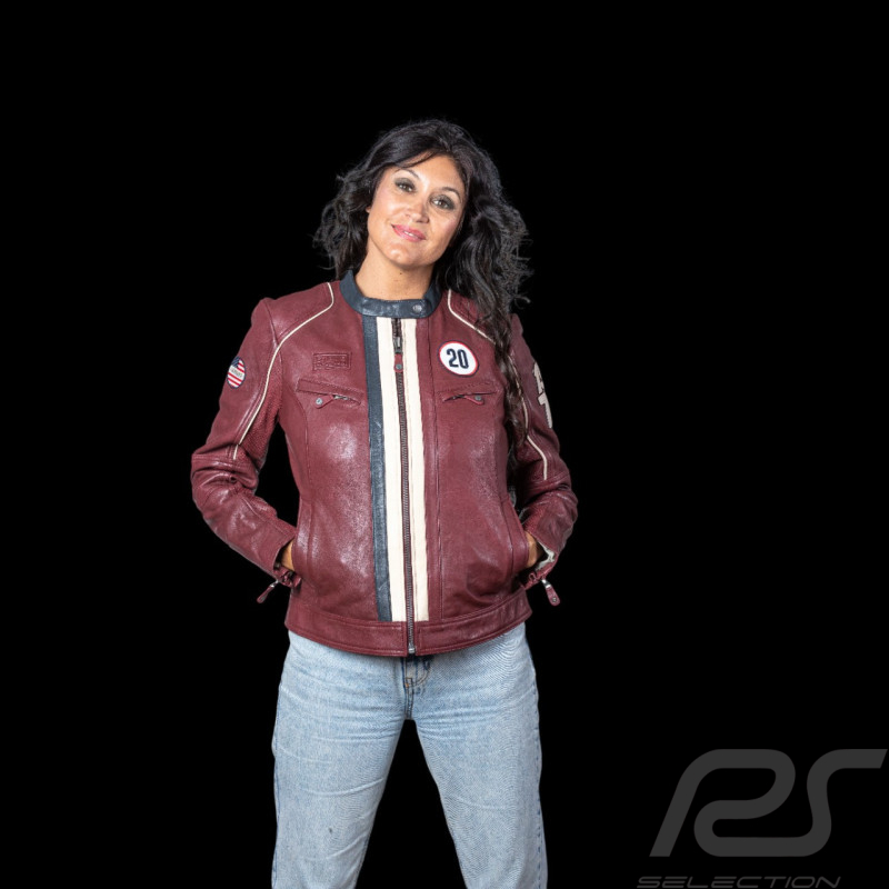 Steve McQueen Jacket Jutta Dark Red Leather – 1971 Racing Style for Women – Article ID 27674-4010