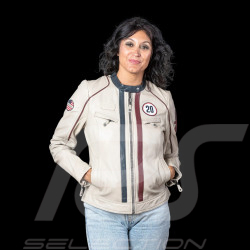 Steve McQueen Jacket Jutta Ecru Leather – 1971 Racing Style for Women – Article ID 2767