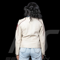 Steve McQueen Jacket Jutta Ecru Leather – 1971 Racing Style for Women – Article ID 2767