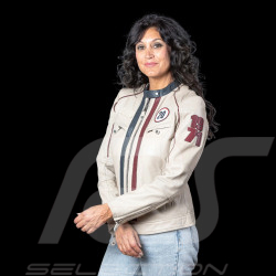 Steve McQueen Jacket Jutta Ecru Leather – 1971 Racing Style for Women – Article ID 2767