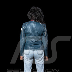 Veste en cuir Steve McQueen Jutta Bleu Royal femme - esprit racing vintage 1971 - ref 27674-0012
