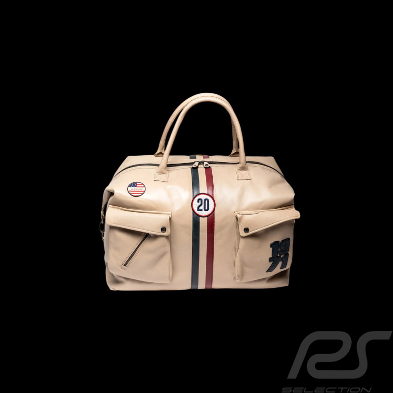 Sac de voyage en cuir Steve McQueen Dean 6 72H Écru - inspiration racing 1971 - réf 27658-2574