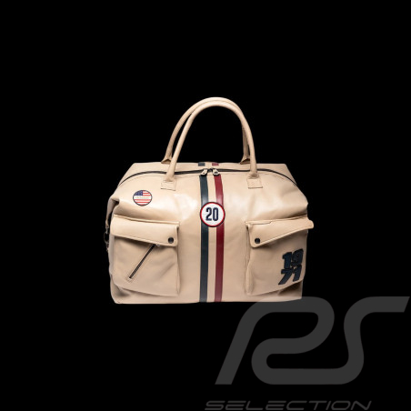 Sac de voyage en cuir Steve McQueen Dean 6 72H Écru - inspiration racing 1971 - réf 27658-2574