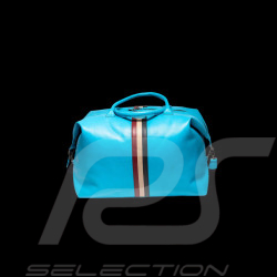 Sac de voyage cuir Steve McQueen Dean 6 72H Bleu Nordique - look racing vintage - ref 27658-0611
