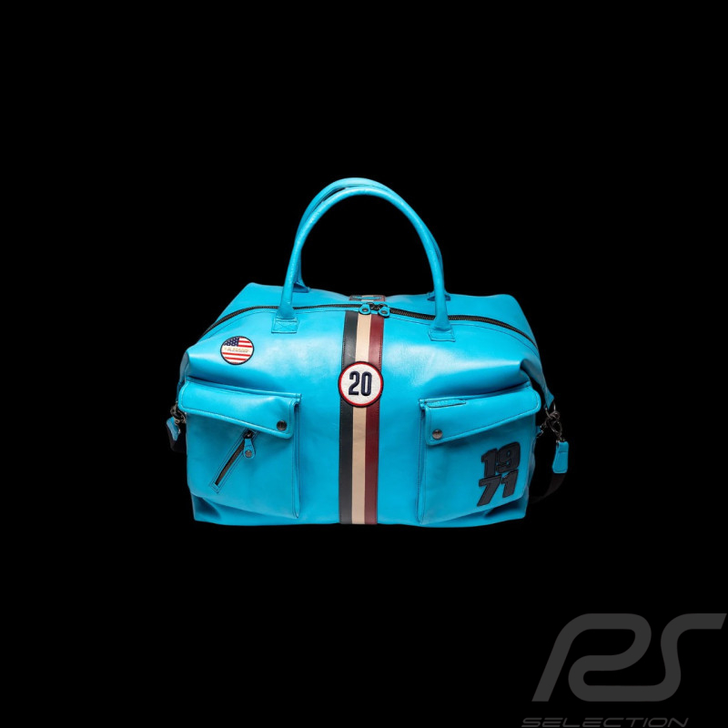 Steve McQueen Reisetasche Leder Dean 6 72H Blau Nordisch – Racing-Look – Artikelnummer 27658-0611