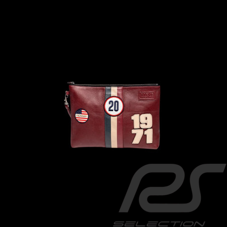 Pochette en cuir Steve McQueen Jim 6 Rouge Foncé – style racing vintage – réf 27660-4010