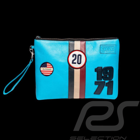 Pochette en cuir Steve McQueen Jim 6 Bleu Nordique – style vintage 1971 – réf 27660-0611