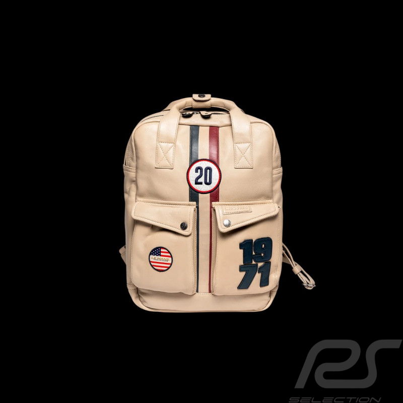 Steve McQueen Backpack Matt 6 Ecru Leather – Vintage Racing Design – Article ID 27661-2574
