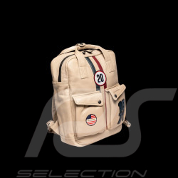 Sac à dos en cuir Steve McQueen Matt 6 Écru – style racing Le Mans – réf 27661-2574