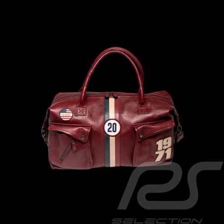 Steve McQueen Travel Bag Nolan 6 48H Leather Burgundy – Vintage Racing Look – Article ID 27662-4010