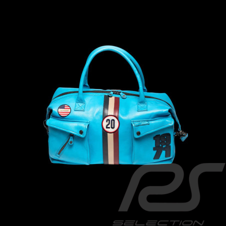 Steve McQueen Travel Bag Nolan 6 48H Leather Nordic Blue – Retro Racing Style – Article ID 27662-0611