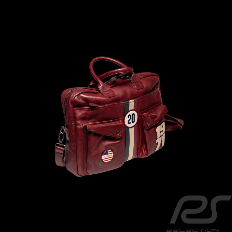 Sacoche en cuir Steve McQueen Wayne 6 Rouge Foncé – esprit 24h Le Mans – réf 27665-4010