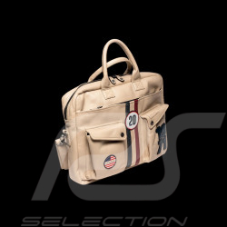 Steve McQueen Shoulder Bag Wayne 6 Ecru Leather – Retro Racing Look – Article ID 27665-2574