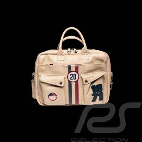 Steve McQueen Ledertasche Wayne 6 Ecru – Vintage Racing Stil – Artikelnummer 27665-2574