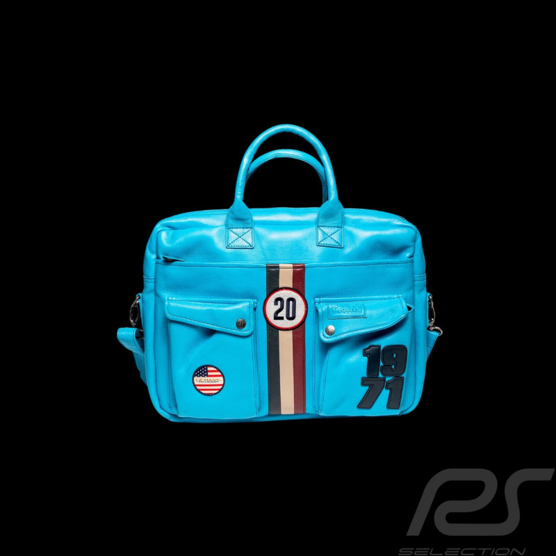 Steve McQueen Ledertasche Wayne 6 Nordisch Blau – Vintage Racing Look – Artikelnummer 27665-0611