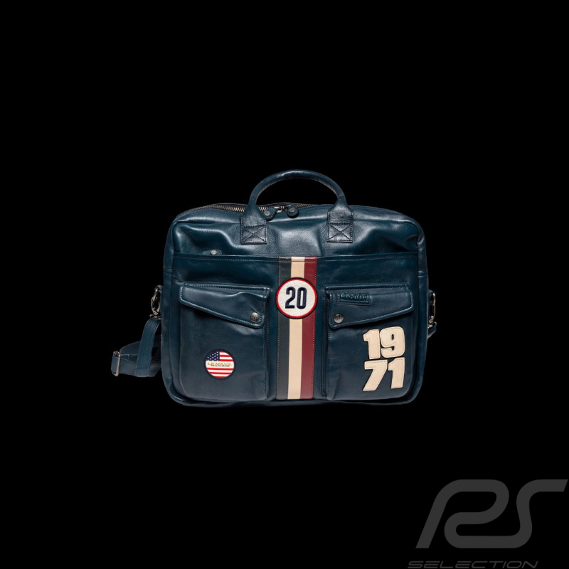 Sacoche en cuir Steve McQueen Wayne 6 Bleu Royal – style 24h Le Mans – réf 27665-0012