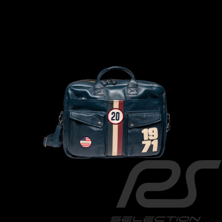 Steve McQueen Ledertasche Wayne 6 Königsblau – Le Mans Stil – Artikelnummer 27665-0012