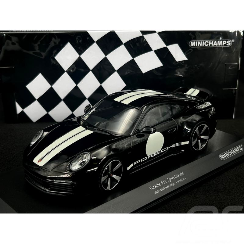 Porsche 911 Sport Classic Type 992 2022 Noir bandes blanches 1/18 Minichamps 155062000