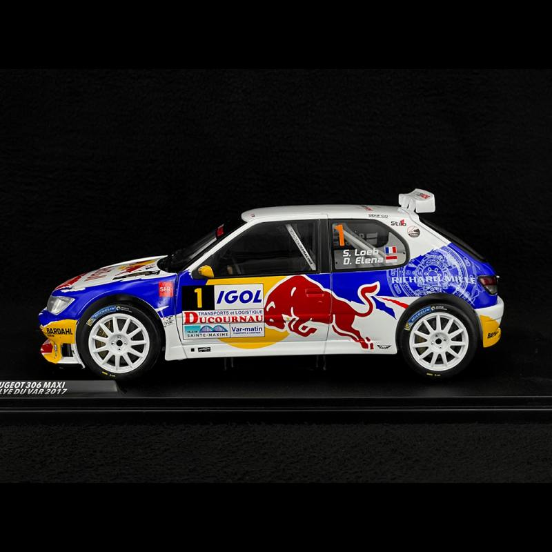 Miniature Solido Peugeot 306 Maxi N°1 Rallye Du Var 2017, Loeb/Elena, échelle 1:18