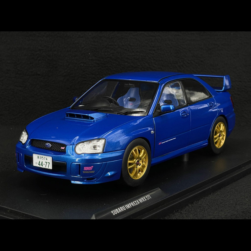 Solido 1:18 - Coche deportivo a escala - Subaru Impreza WRX STi 2003 - Sonic Blue - Modelo de fundición a presión con puertas que se abren