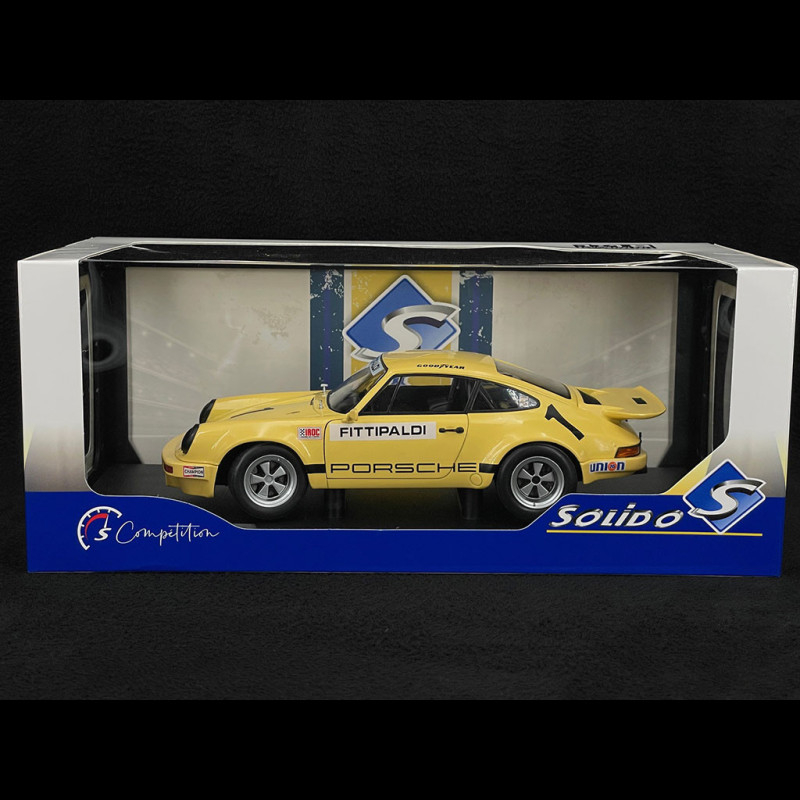 Porsche 911 Iroc Jaune 1974 - Fittipaldi - 1/18 Solido S1810703 - Miniature Neuve
