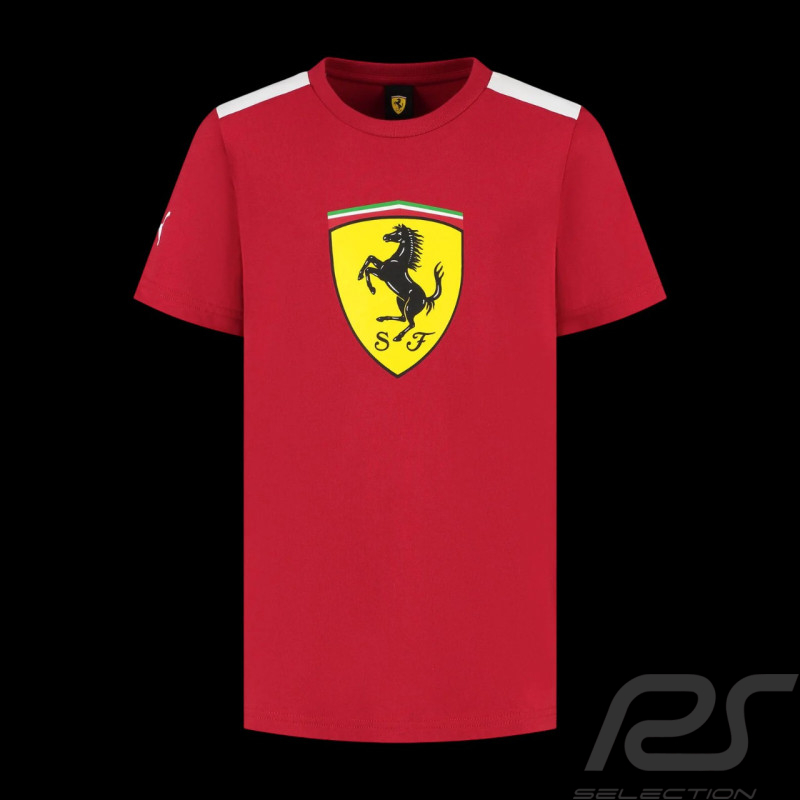 Ferrari F1 T-Shirt Puma Large Shield Red Cherry Leclerc / Hamilton - Kid - 701232786-001