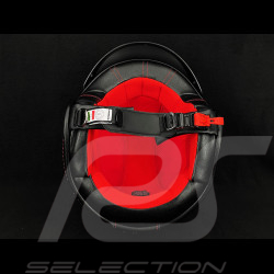 Casque Noir mat avec Bandes Verte Blanche et Rouge - Renfort en cuir Noir et Rouge