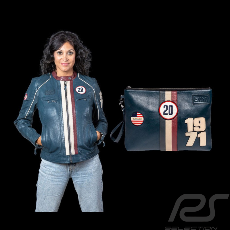 Steve McQueen Damen-Set – Jacke Jutta + Clutch Jim 6 Royalblau – 27674-0012 / 27660-0012