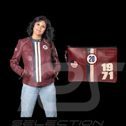 Steve McQueen Damen-Set – Jacke Jutta + Clutch Jim 6 Dunkelrot – 27674-4010 / 27660-4010