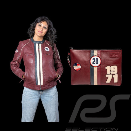 Steve McQueen Damen-Set – Jacke Jutta + Clutch Jim 6 Dunkelrot – 27674-4010 / 27660-4010