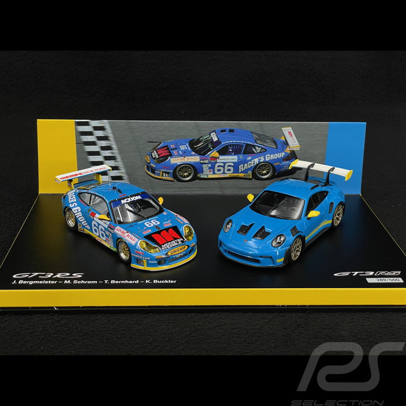 Set Porsche 911 GT3 RS Type 992 2023 / Porsche 911 GT3 RS Type 996 n° 66 Sieger Daytona 2003 1/43 Minichamps WAP0205120SGT3