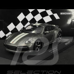 Porsche 911 Sport Classic Type 992 2022 Gris Métallique Bandes Blanches 1/18 Minichamps 155062002