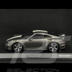 Porsche 911 Sport Classic Type 992 2022 Metallic Grey With White Stripes 1/18 Minichamps 155062002