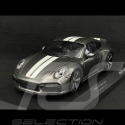 Porsche 911 Sport Classic Type 992 2022 Gris Métallique Bandes Blanches 1/18 Minichamps 155062002