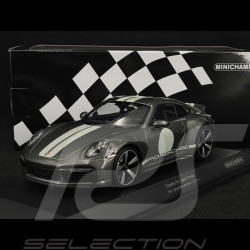Porsche 911 Sport Classic Type 992 2022 Metallic Grey With White Stripes 1/18 Minichamps 155062004
