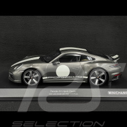 Porsche 911 Sport Classic Type 992 2022 Gris Métallique Bandes Blanches 1/18 Minichamps 155062004