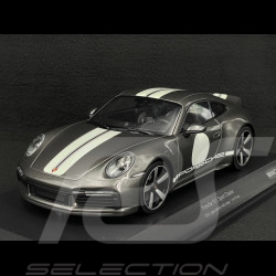 Porsche 911 Sport Classic Typ 992 2022 Metallic Grau mit Weißen Streifen 1/18 Minichamps 155062004