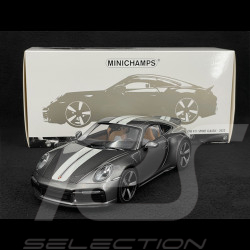 Porsche 911 Sport Classic Type 992 2022 Gris Métallique Bandes Blanches 1/18 Minichamps 110069201