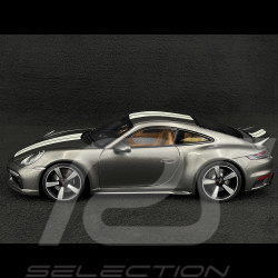 Porsche 911 Sport Classic Typ 992 2022 Metallic Grau mit Weißen Streifen 1/18 Minichamps 110069201