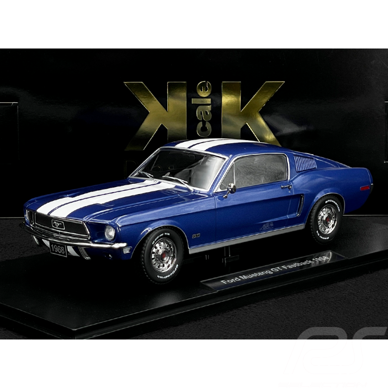 Ford Mustang GT Fastback Coupé 1968 Blau Metallic / Weiß 1:18 KK Scale KKDC181394