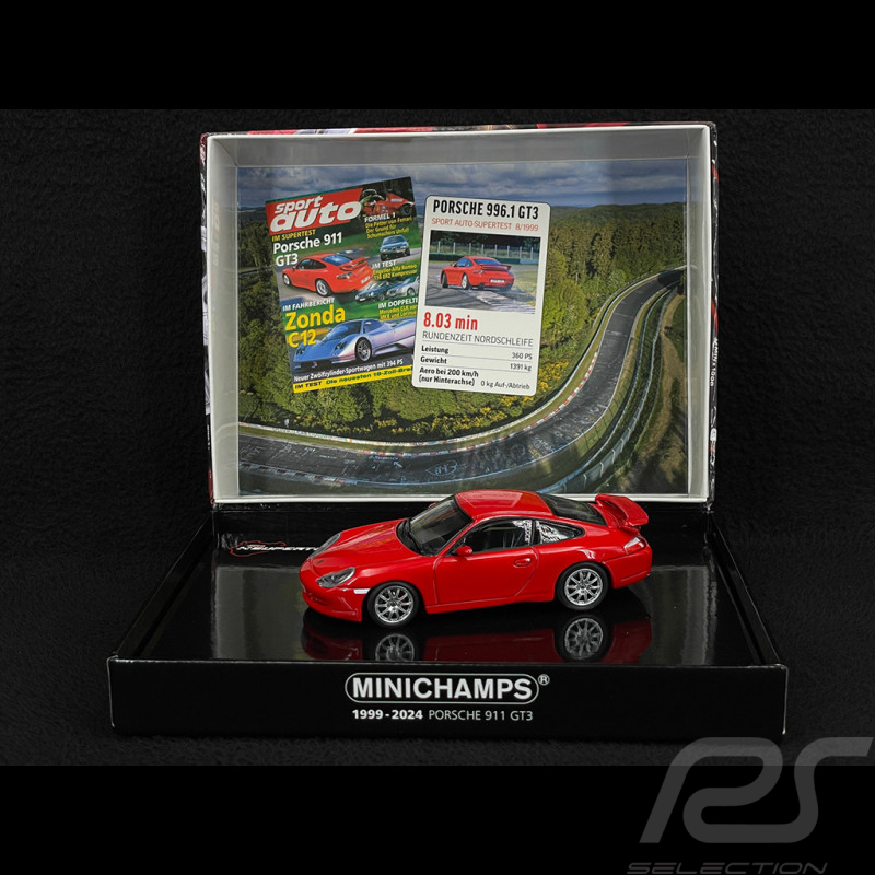 Coffret Porsche 911 GT3 Type 996 Phase 1 1999 Rouge Indien 1/43 Minichamps 430068011