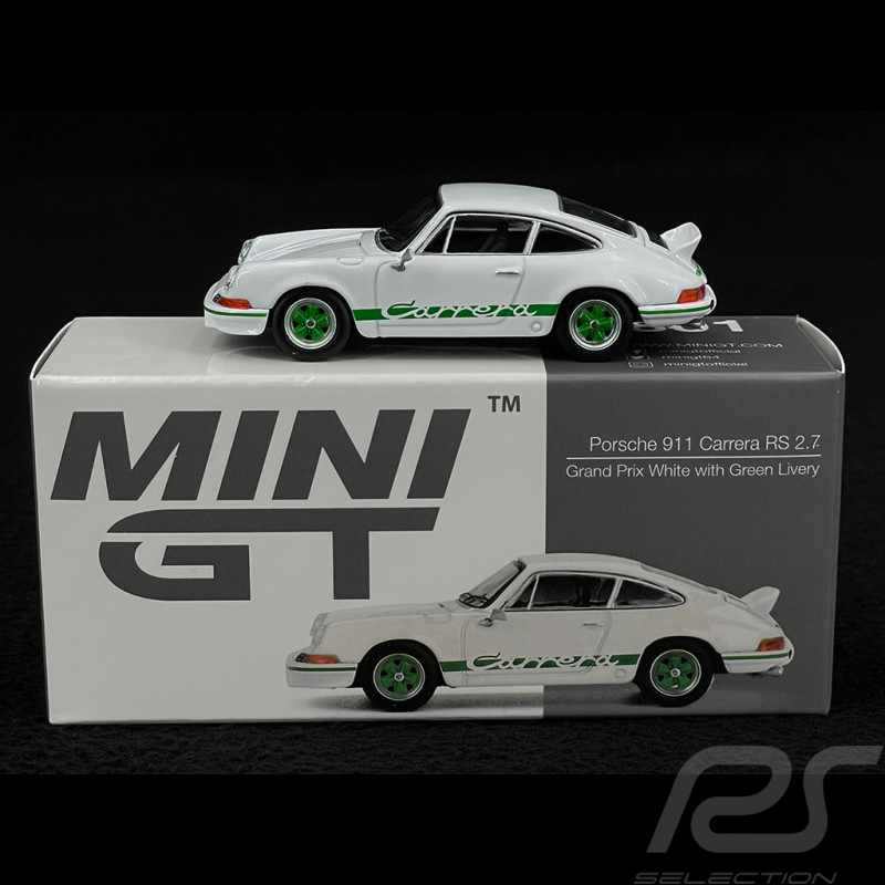 Porsche 911 Carrera RS 2.7 1973 Grand Prix White / Green Stripes 1:64 Mini GT MGT00801