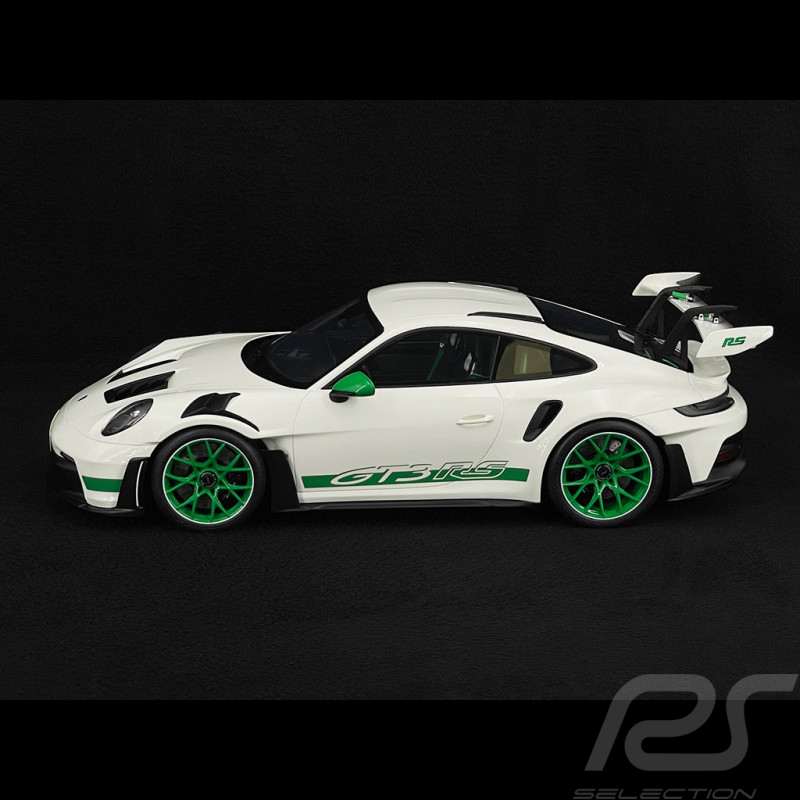 Porsche 911 GT3 RS Typ 992 Tribute to Carrera RS Weiß Grüne Streifen 1/12 GT Spirit GT950