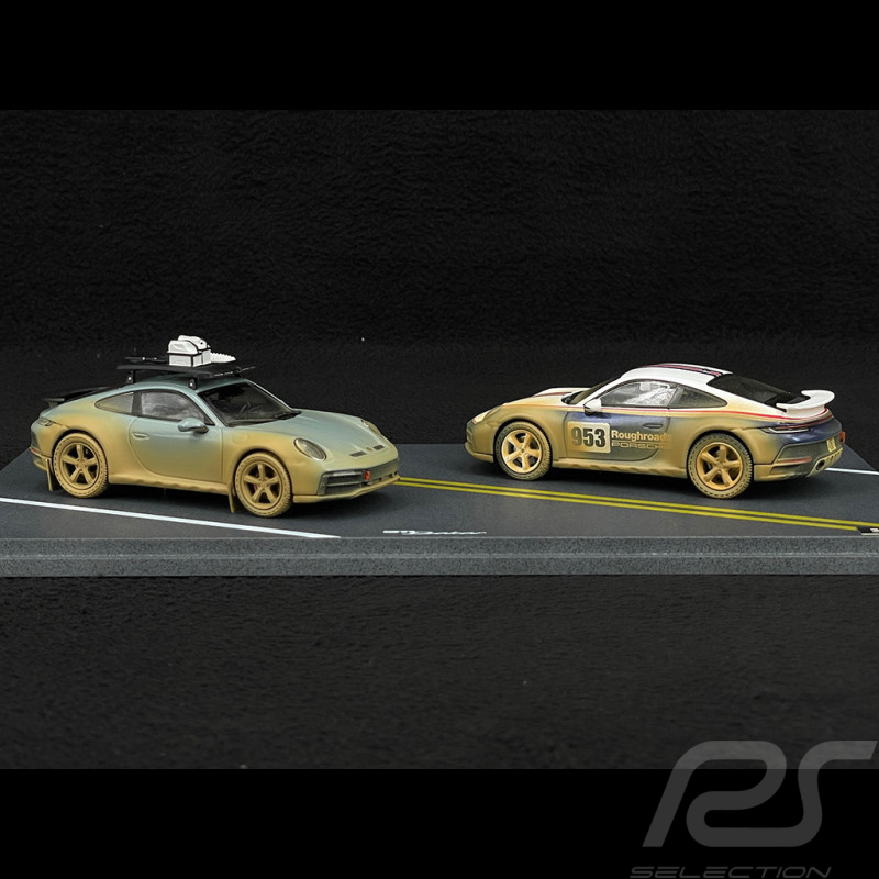 Set Porsche 911 Dakar Type 992 AHEAD n° 953 Roughroads / Vert Ombre 2024 Dirty Version 1/43 Spark WAP0201740S0DK