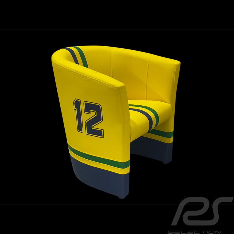 Fauteuil cabriolet Racing n° 12 Ayrton Jaune / Bleu / Vert