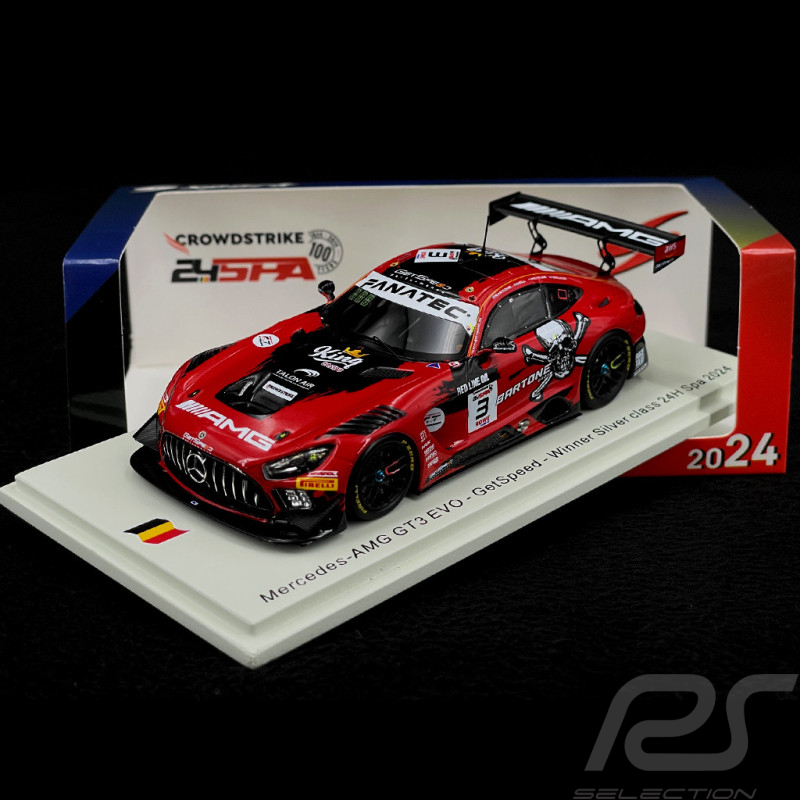 Mercedes-AMG GT3 EVO N °3 Vainqueur Silver class 24H Spa 2024 1/43 Spark SB800