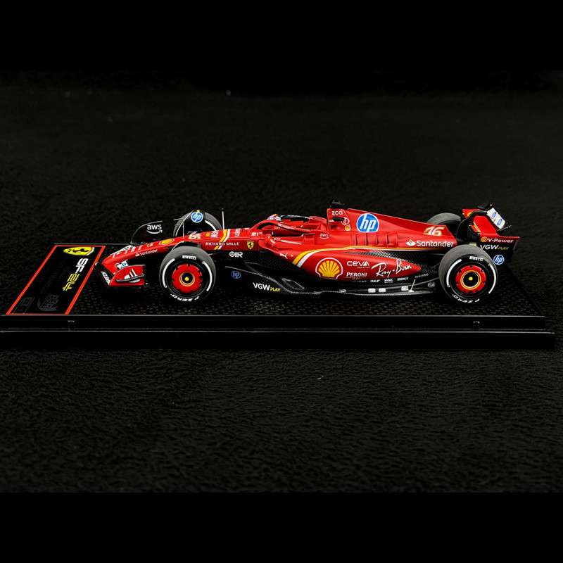 Modèle Réduit Ferrari SF-24 Charles Leclerc #16 Vainqueur Monaco 2024 - échelle 1:43, Licence Officielle Bburago (âge 3+)