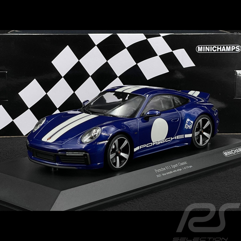Porsche 911 Sport Classic Typ 992 2022 Gentianblau / Weiße Streifen 1/18 Minichamps 155062006