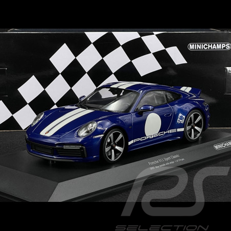 Porsche 911 Sport Classic Typ 992 2022 Gentianblau / Weiße Streifen 1/18 Minichamps 155062006
